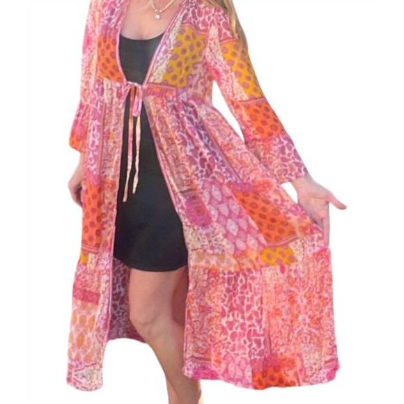 NEW UMGEE lurex metallic kimono in pink mix - Picture 2 of 3